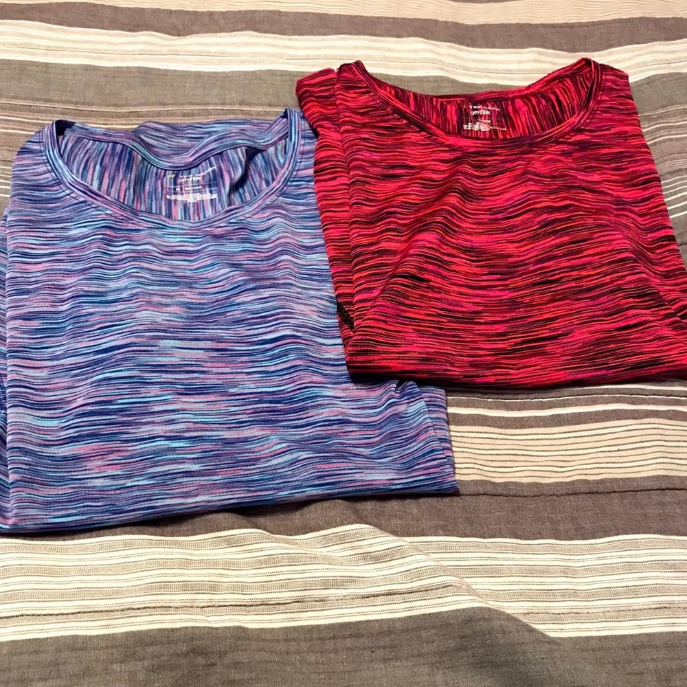 2 short sleeve workout shirts